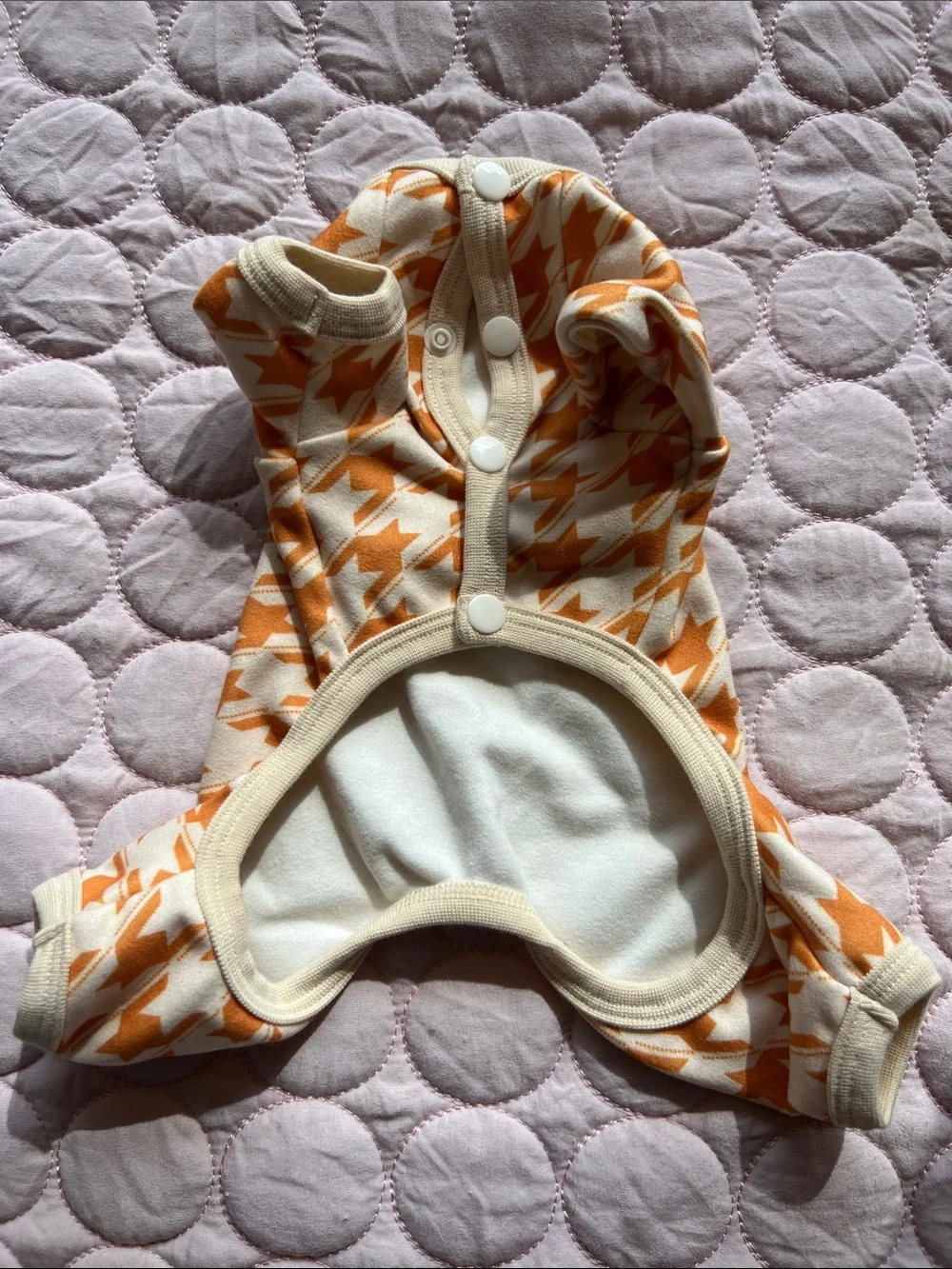 Orange Houndstooth Dog Romper onsie XS